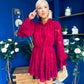 Caitriona High Neck Mini Dress Burnout Wine