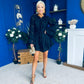Caitriona High Neck Mini Dress Burnout Navy