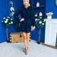 Caitriona High Neck Mini Dress Burnout Navy