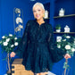 Caitriona High Neck Mini Dress Burnout Navy