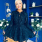 Caitriona High Neck Mini Dress Burnout Navy