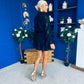 Caitriona High Neck Mini Dress Burnout Navy