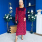 Dakota Detailed Velvet Occasion Dress Wine