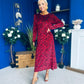 Dakota Detailed Velvet Occasion Dress Wine