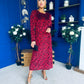 Dakota Detailed Velvet Occasion Dress Wine
