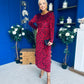 Dakota Detailed Velvet Occasion Dress Wine