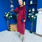 Dakota Detailed Velvet Occasion Dress Wine