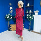 Dakota Detailed Velvet Occasion Dress Wine