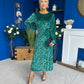 Dakota Detailed Velvet Occasion Dress Emerald