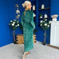 Dakota Detailed Velvet Occasion Dress Emerald