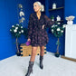 Miah Frill Mini Chiffon Dress Purple Black