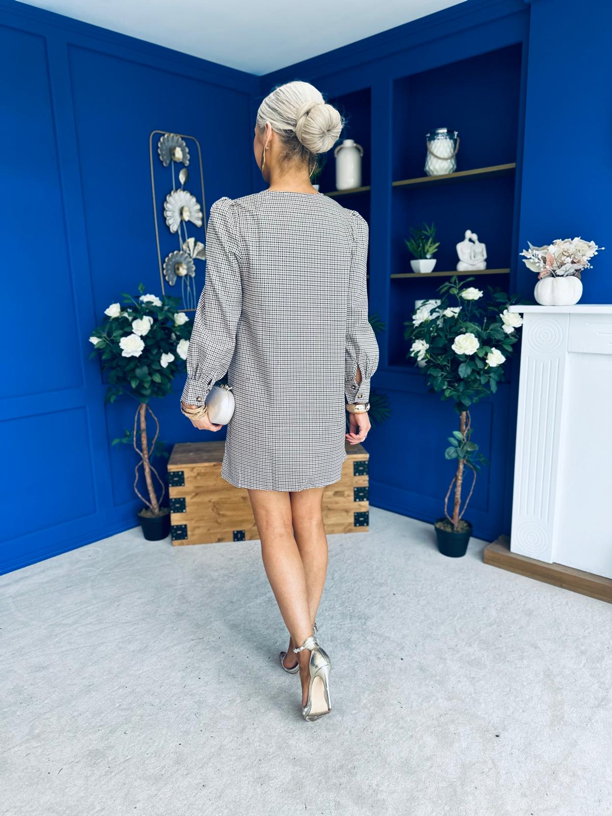 Charlotte Mini Shift Dress Camel Check