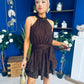 Phoebe Halterneck Embellished Mini Dress Chocolate