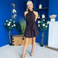Phoebe Halterneck Embellished Mini Dress Chocolate