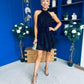 Phoebe Halterneck Embellished Mini Dress Black