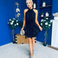 Phoebe Halterneck Embellished Mini Dress Black