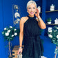 Phoebe Halterneck Embellished Mini Dress Black