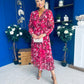 Zoe Banded Midi Dress Floral Rouge