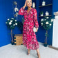 Zoe Banded Midi Dress Floral Rouge
