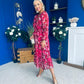 Zoe Banded Midi Dress Floral Rouge