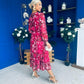 Zoe Banded Midi Dress Floral Rouge