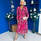 Zoe Banded Midi Dress Floral Rouge