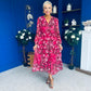 Zoe Banded Midi Dress Floral Rouge