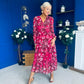 Zoe Banded Midi Dress Floral Rouge