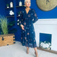 Zoe Banded Midi Dress Floral Navy