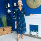 Zoe Banded Midi Dress Floral Navy