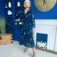 Zoe Banded Midi Dress Floral Navy