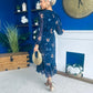 Zoe Banded Midi Dress Floral Navy