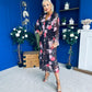 Zoe Banded Midi Dress Floral Coco