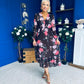 Zoe Banded Midi Dress Floral Coco