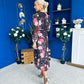 Zoe Banded Midi Dress Floral Coco