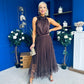 Peyton Halterneck Satin Top Chocolate