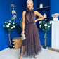 Peyton Halterneck Satin Top Chocolate