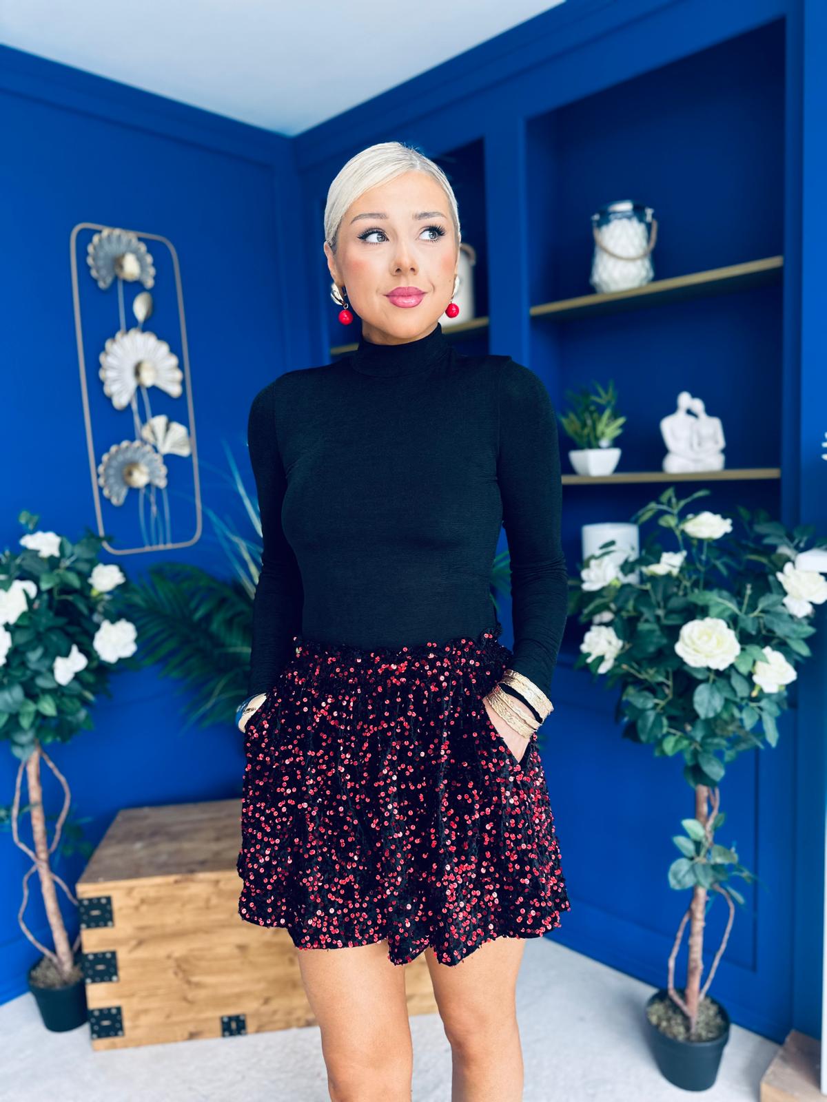 Yvette Shimmer Bodysuit Black