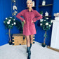 Ryan Cord Mini Shift Dress Wine