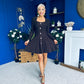 Alison Button Detail Mini Dress Chocolate