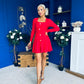 Alison Button Detail Mini Dress Red