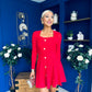 Alison Button Detail Mini Dress Red