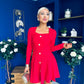 Alison Button Detail Mini Dress Red