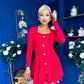 Alison Button Detail Mini Dress Red