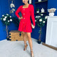 Alison Button Detail Mini Dress Red