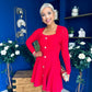 Alison Button Detail Mini Dress Red
