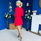 Alison Button Detail Mini Dress Red