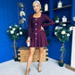 Alison Button Detail Mini Dress Plum