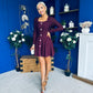 Alison Button Detail Mini Dress Plum