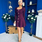 Alison Button Detail Mini Dress Plum